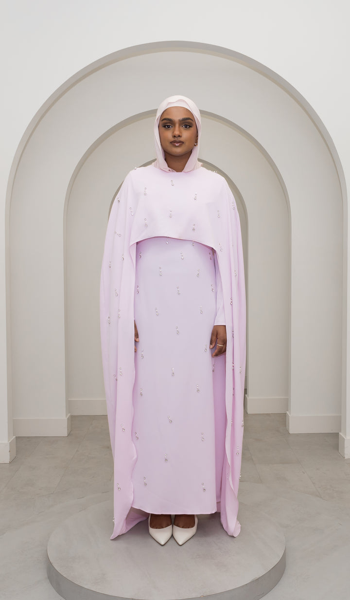 Alayna Cape Dress - Tea Pink
