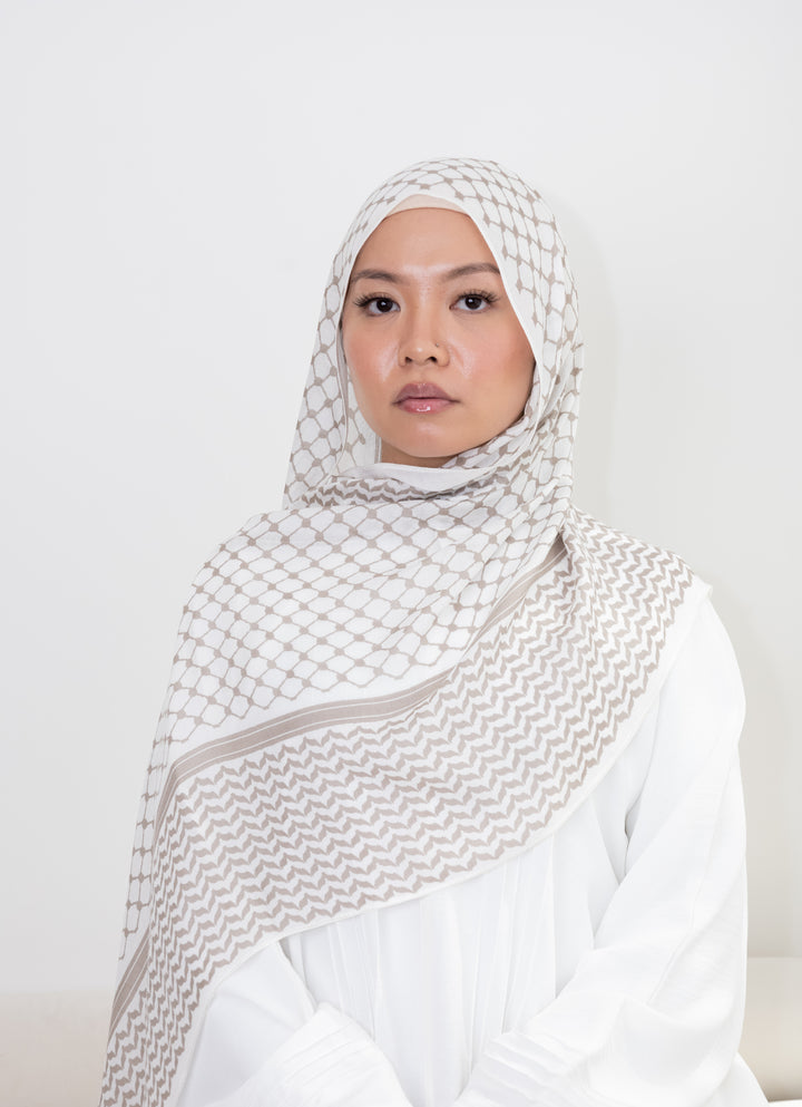 BEIGE BROWN KEFFIYEH