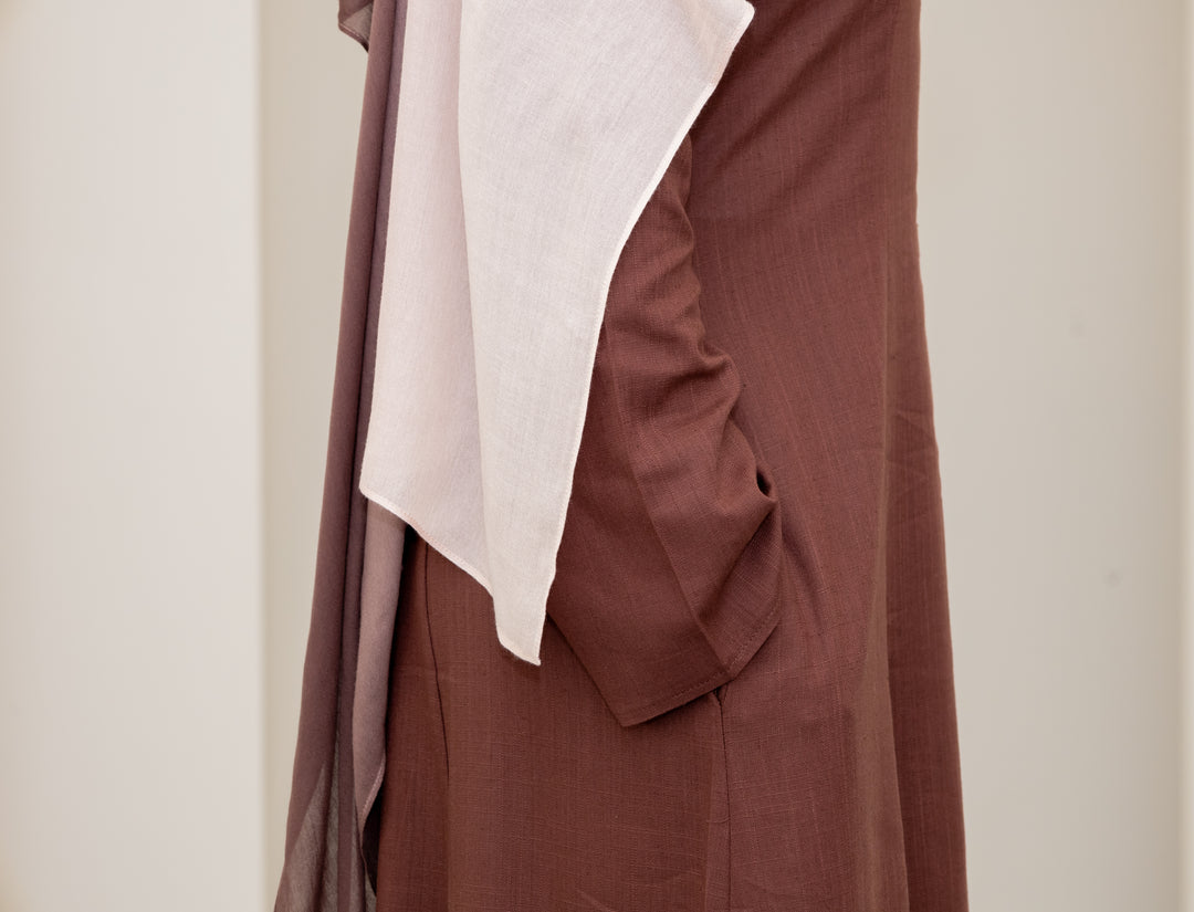 Amara Linen Corset Dress – Brown