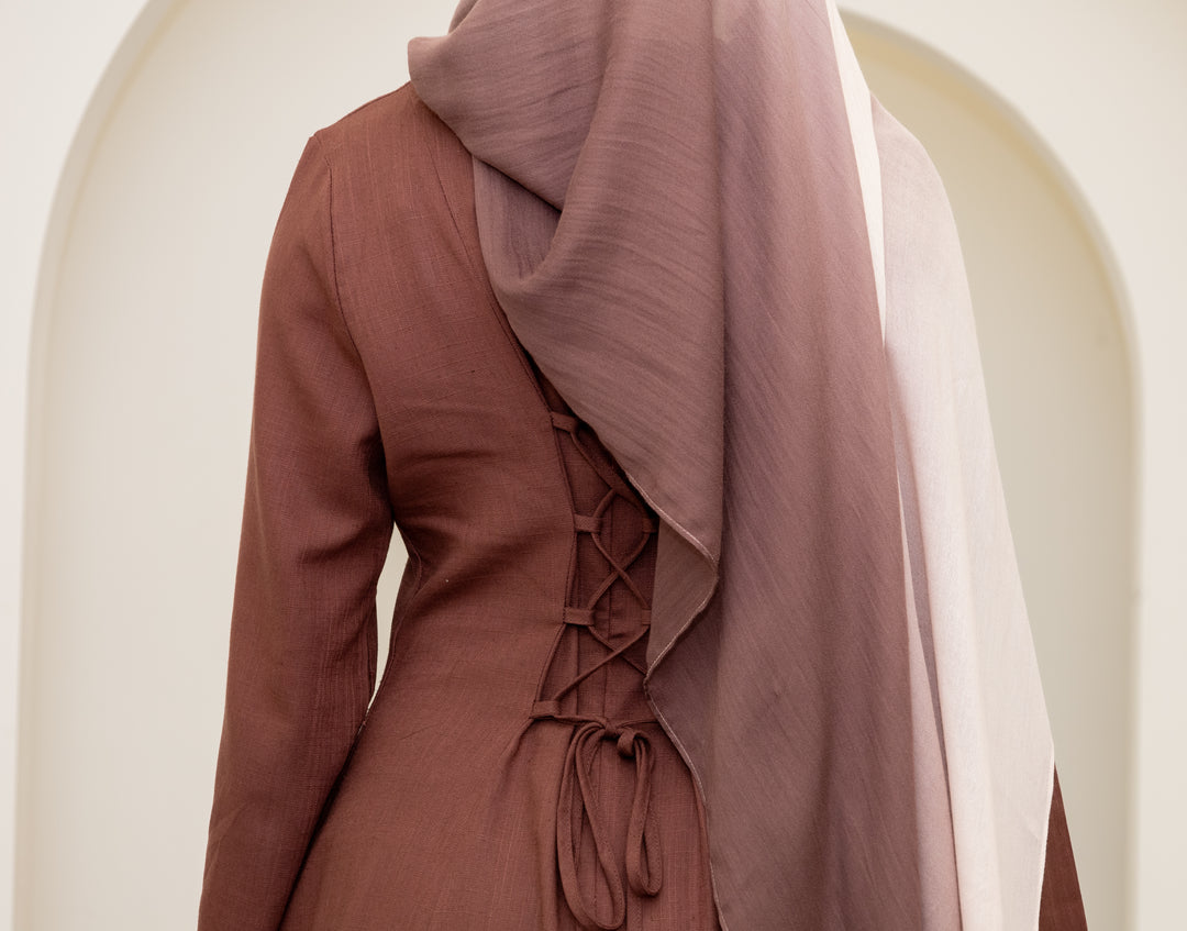 Amara Linen Corset Dress – Brown