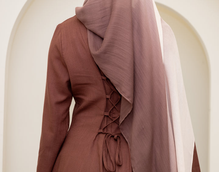 Amara Linen Corset Dress – Brown