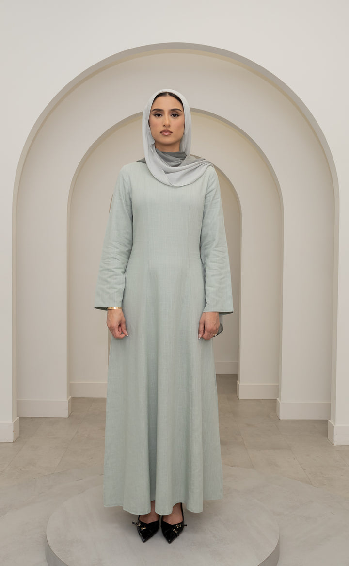 Amara Linen Corset Dress – Sage