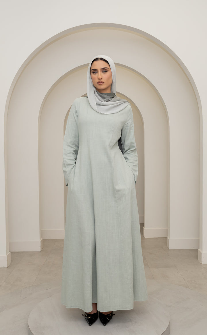 Amara Linen Corset Dress – Sage