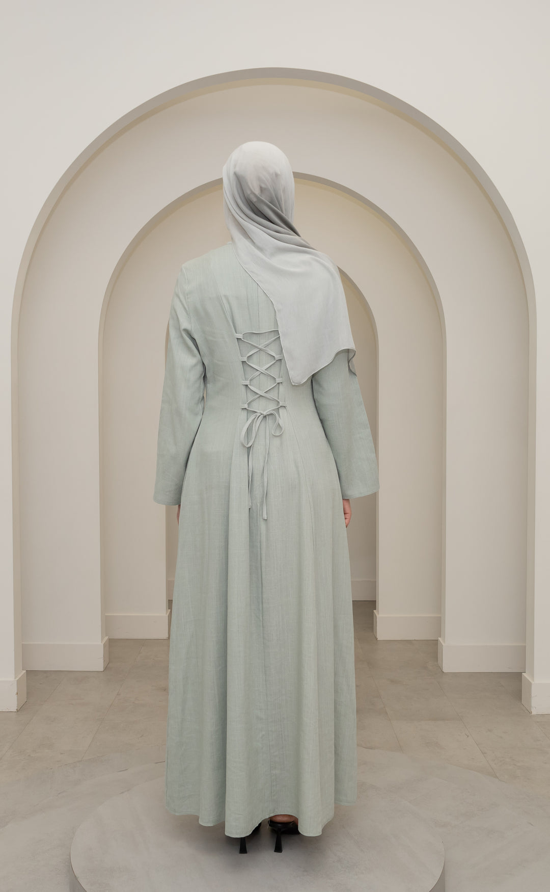 Amara Linen Corset Dress – Sage