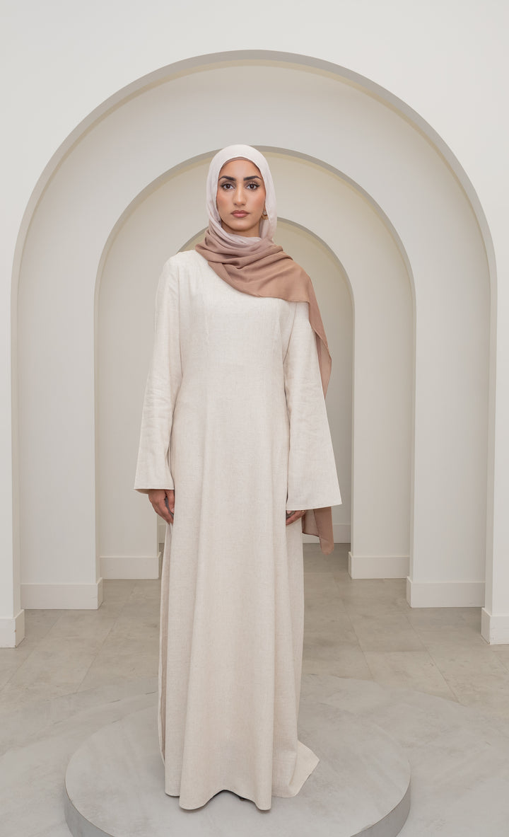 Amara Linen Corset Dress – Beige