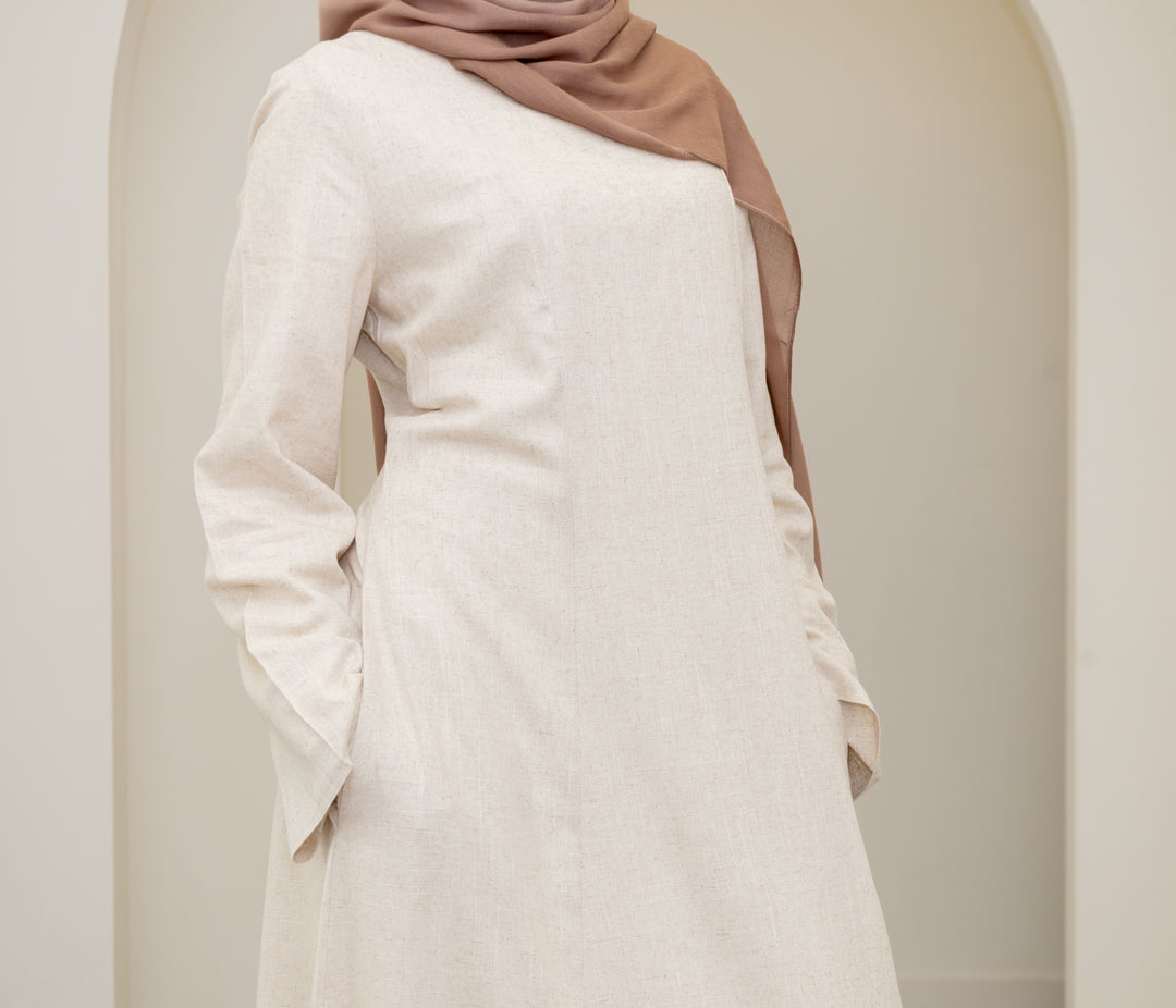 Amara Linen Corset Dress – Beige
