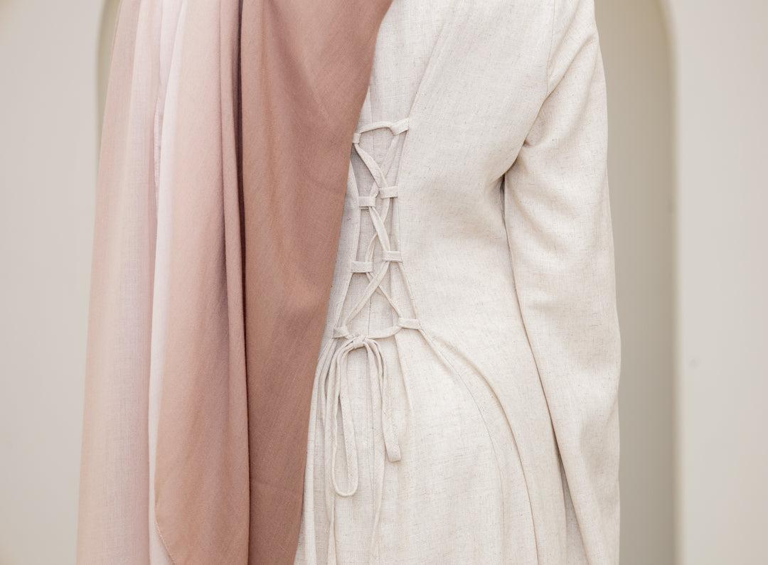 Amara Linen Corset Dress – Beige