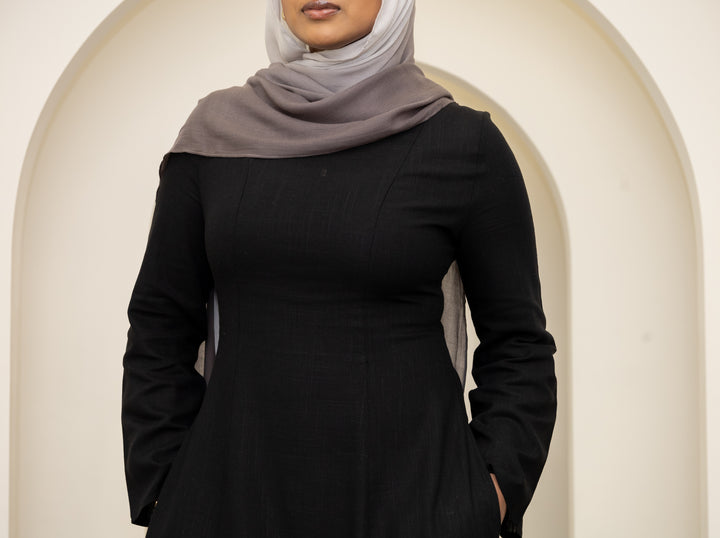 Amara Linen Corset Dress – Black