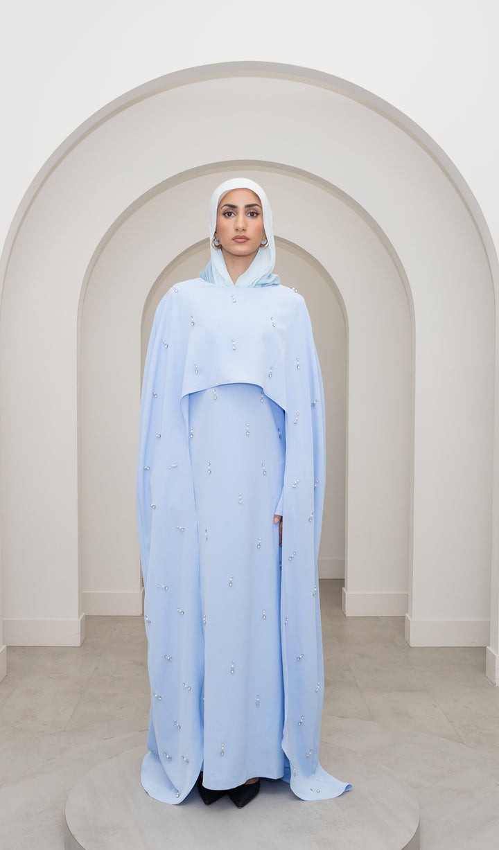 Alayna Cape Dress - Baby Blue